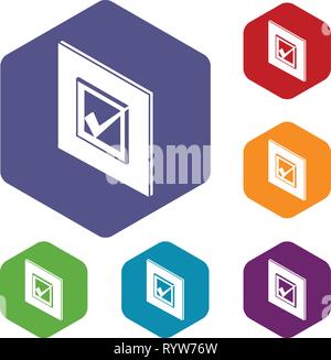 Voted sign icons vector hexahedron Stock Vector
