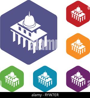 White house usa icons vector hexahedron Stock Vector
