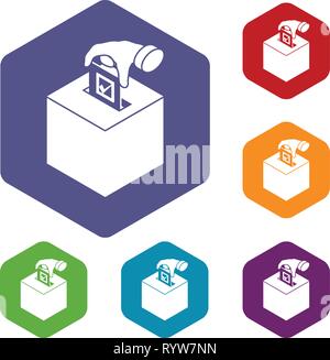 Election box icons vector hexahedron Stock Vector
