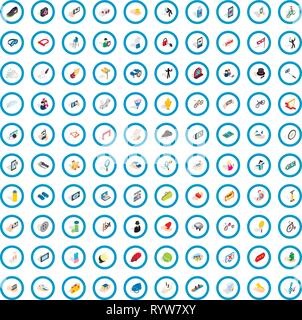 100 hand icons set, isometric 3d style Stock Vector