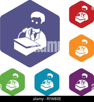 Election candidate icons vector hexahedron Stock Vector