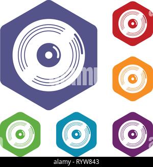 Vinyl record icons vector hexahedron Stock Vector