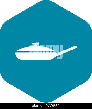 Black frying pan icon, simple style Stock Vector