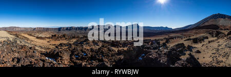 Huge panorama of Teide mountain peak and crater Stock Photo