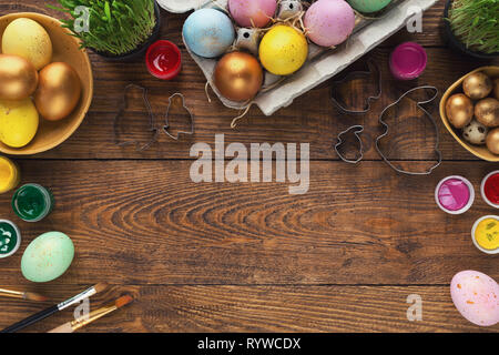 Frame of easter eggs and forms for baking Stock Photo