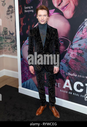 Calum Worthy wearing suit by Etro attends the premiere of Hulu's 'The Act' at The Whitby Hotel (Photo by Lev Radin/Pacific Press) Stock Photo