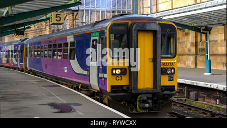 British Rail class 153 Super Sprinter of Northern by Arriva at Carlisle Citadel Railway Station, Carlisle, Cumbria, England, UK Stock Photo