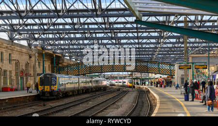 British Rail Class 350 Desiro electric multiple-unit train at Carlisle Citadel Railway Station, Carlisle, Cumbria, England, UK Stock Photo