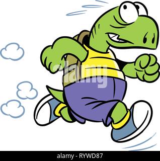 The vector illustration shows a funny cartoon turtle and crab, isolated on white background. Stock Vector