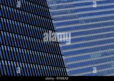 Bucharest, Romania -  October 17, 2018: Windows of tall building, in Bucharest, Romania. Stock Photo