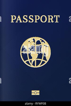 Biometric blue passport cover template. Identity document with digital id  with global map on background. Vector illustration Stock Vector Image & Art  - Alamy