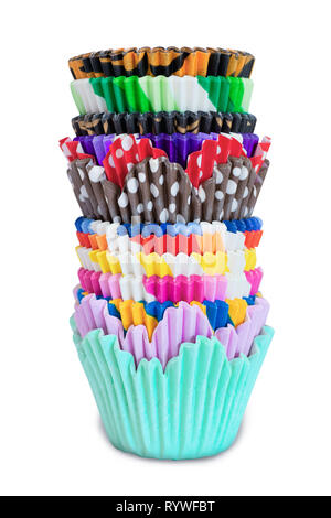 Set of cupcakes paper cases isolated on the white background. Stock Photo
