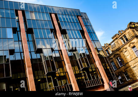 A modern glass fronted office building in West Nile Street, Glasgow, Scotland Stock Photo