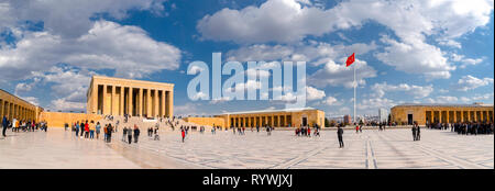 Ankara/Turkey - March 10 2019: Panoramic Anitkabir view with visitors and tourists Stock Photo