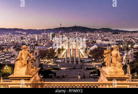 Palau Nacional Montjuic Barcelona Spain Europe. Stock Photo