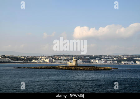 St Mary's Isle (also known as Conister Rock or the Tower of Refuge in Douglas Bay close to the island’s capital, Douglas on the Isle of Man, Britain.  Stock Photo