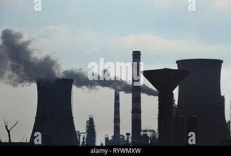 Ploiesti, Romania - December 16, 2016: Images of pollution caused by the Petrotel-Lukoil refinery, in Ploiesti, Romania. Stock Photo