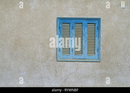 Shuttered blue window, Nubian Village near Aswan, Upper Egypt, North Africa, Middle East Stock Photo