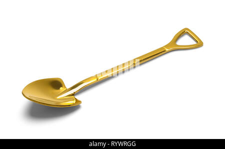 Golden Shovel Isolated on a White Background. Stock Photo