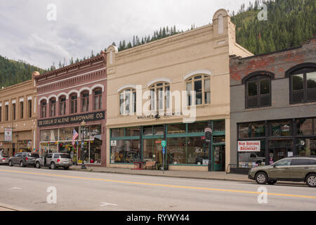 Wallace, Idaho is a quaint, charming silver mining town which is also known for outdoors sports and activities. Stock Photo