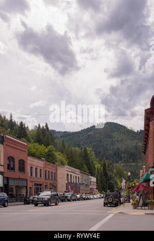 Wallace, Idaho is a quaint, charming silver mining town which is also known for outdoors sports and activities. Stock Photo