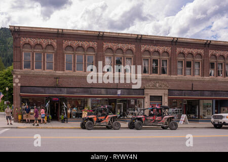 Wallace, Idaho is a quaint, charming silver mining town which is also known for outdoors sports and activities. Stock Photo