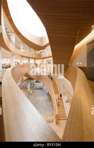 New Central Library Interior Stairs with Movement Blurred People Walking Stock Photo