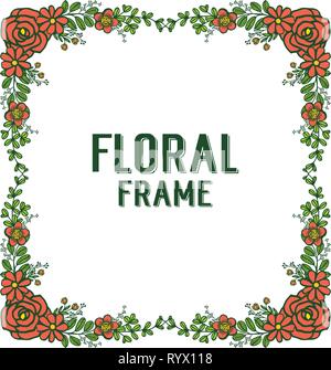 Vector illustration crowd of rose orange floral frame with invitation ...