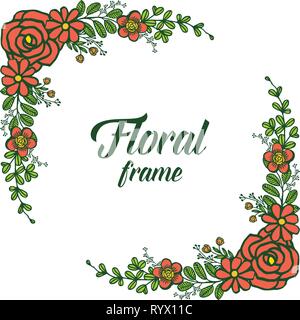 Vector illustration crowd of rose orange floral frame with invitation ...