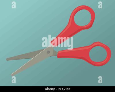 A pair of red scissors in an open position Stock Vector