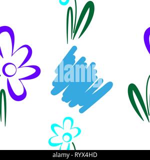 Abstract seamless floral pattern on white background. Stock Vector