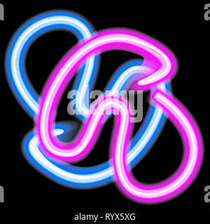 Abstract pattern with the neon glow of an isolated black background. Stock Photo