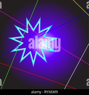 Bright neon flash and colorful lines. Abstract background with light gradient. Stock Vector