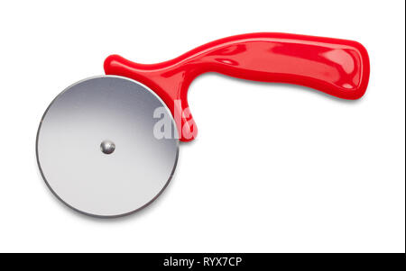 New Red Pizza Cutter Isolated on White Background. Stock Photo