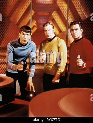 NIMOY,SHATNER,DOOHAN, STAR TREK, 1966 Stock Photo