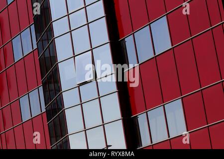 Bucharest, Romania -  October 17, 2018: Windows of tall building, in Bucharest, Romania. Stock Photo