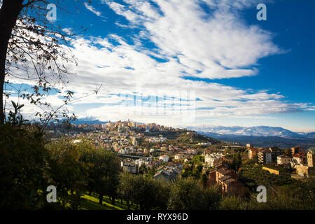 Chieti, one of the oldest cities in Abruzzo, with the snow-covered Maiella behind Stock Photo