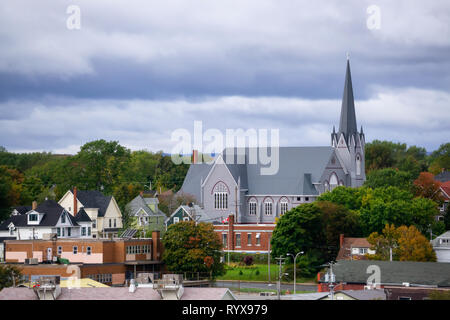 View of the city near the Ferry Terminal during a cloudy Autumn Day. Taken in North Sydney, Nova Scotia, Canada. Stock Photo