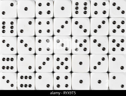 Background pattern of white dices, random ordered Stock Photo
