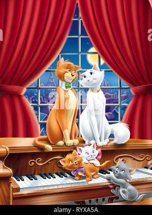 J.THOMAS O'MALLEY, DUCHESS, TOULOUSE, MARIE,BERLIOZ, THE ARISTOCATS, 1970 Stock Photo