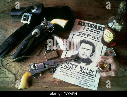 CLINT EASTWOOD WANTED POSTER, THE OUTLAW JOSEY WALES, 1976 Stock Photo