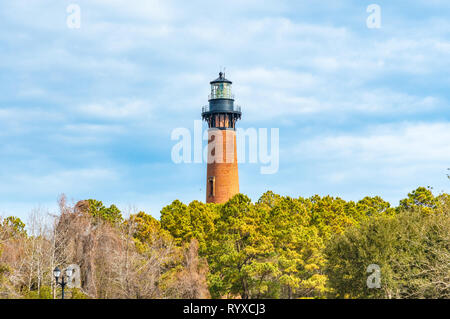 The historic Currituck Lighthouse is located in Corolla North Carolina In the Outer Banks Stock Photo
