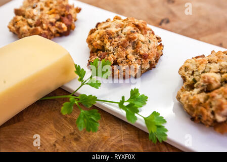 Cheesy bread dumplings with herbs from Austria Stock Photo