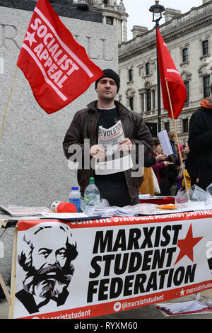 London, UK. 15th Mar, 2019. School climate strike March 15th 2019, London, Parliament Square: Swedish climate activist Greta Thunberg inspired UK students to protest climate change today by walking out of schools. Students are calling for the government to take action on global warming. Credit: Thomas Krych/Alamy Live News Stock Photo