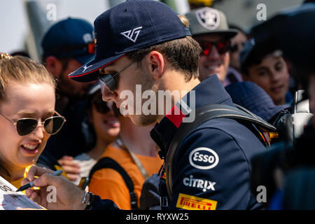 Melbourne, Australia. 16th Mar, 2019. MELBOURNE, AUSTRALIA - MARCH 16 : Pierre GASLY 10 driving for ASTON MARTIN RED BULL RACING on Melbourne Walk with fans during the Formula 1 Rolex Australian Grand Prix 2019 at Albert Park Lake, Australia on March 16 2019. Credit: Dave Hewison Sports/Alamy Live News Stock Photo