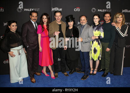 Hollywood, Ca. 15th Mar, 2019. Alex Borstein, Tony Shaloub, Marin Hinkle, Daniel Palladino, Amy Sherman Palladino, Kevin Pollack, Rachel Brosnahan, Michael Zegen, Caroline Aaron, at the 36th Annual PaleyFest Opening Night Presentation of Amazon Prime Video's The Marvelous Mrs. Maisel at The Dolby Theater in Hollywood, California on March 15, 2019. Credit: Faye Sadou/Media Punch/Alamy Live News Stock Photo