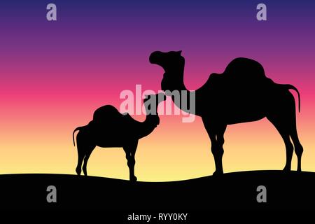 Mother and baby camel Stock Vector