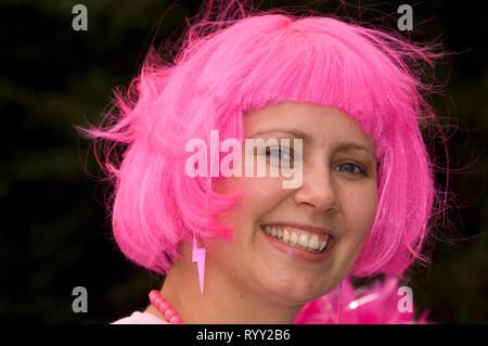 Pink Car Rally on the A38 en route for Birmingham, where mainly women ...