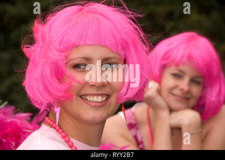 Pink Car Rally on the A38 en route for Birmingham, where mainly women ...