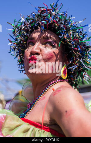 The battle of flowers is an event that takes place on Saturday of Carnival. It is a parade of floats, comparsas, cumbiambas, folk groups of dance and  Stock Photo